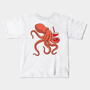 Octopus with Drink Kids T-Shirt